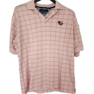 VTG Tommy Hilfiger Golf Polo size Medium Pink Black Square Eagle Logo Retro  90s